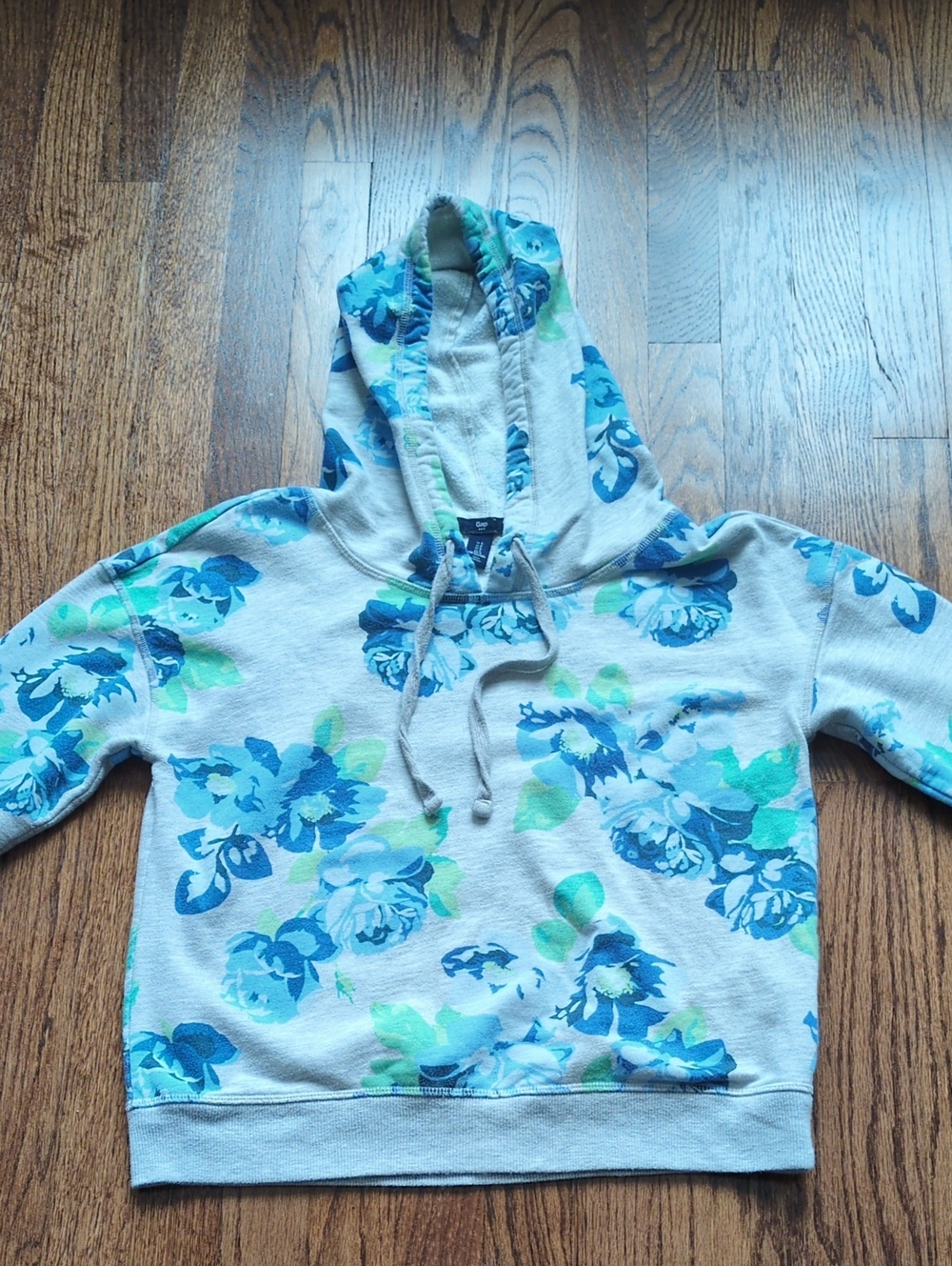 GAP Blue and Green Floral Pullover Hoodie